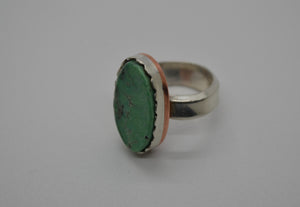 "THE GREEN OCEAN" TURQUOISE, STERLING SILVER and COPPER RING