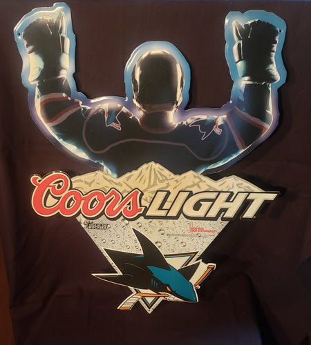 COORS LIGHT SAN JOSE SHARKS ALUMINUM BEER SIGN